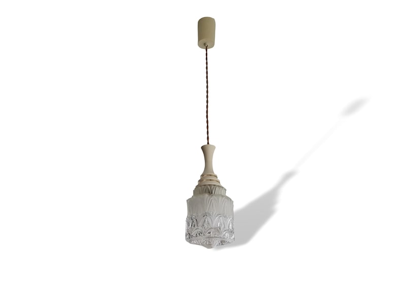 Small Art Deco glass hanging lamp 1950s