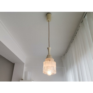 Small Art Deco glass hanging lamp 1950s
