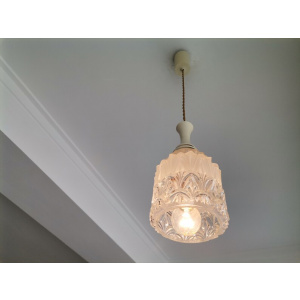 Small Art Deco glass hanging lamp 1950s