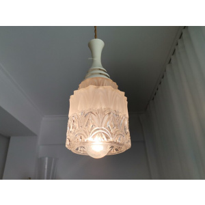 Small Art Deco glass hanging lamp 1950s