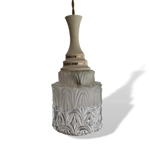 Small Art Deco glass hanging lamp 1950s