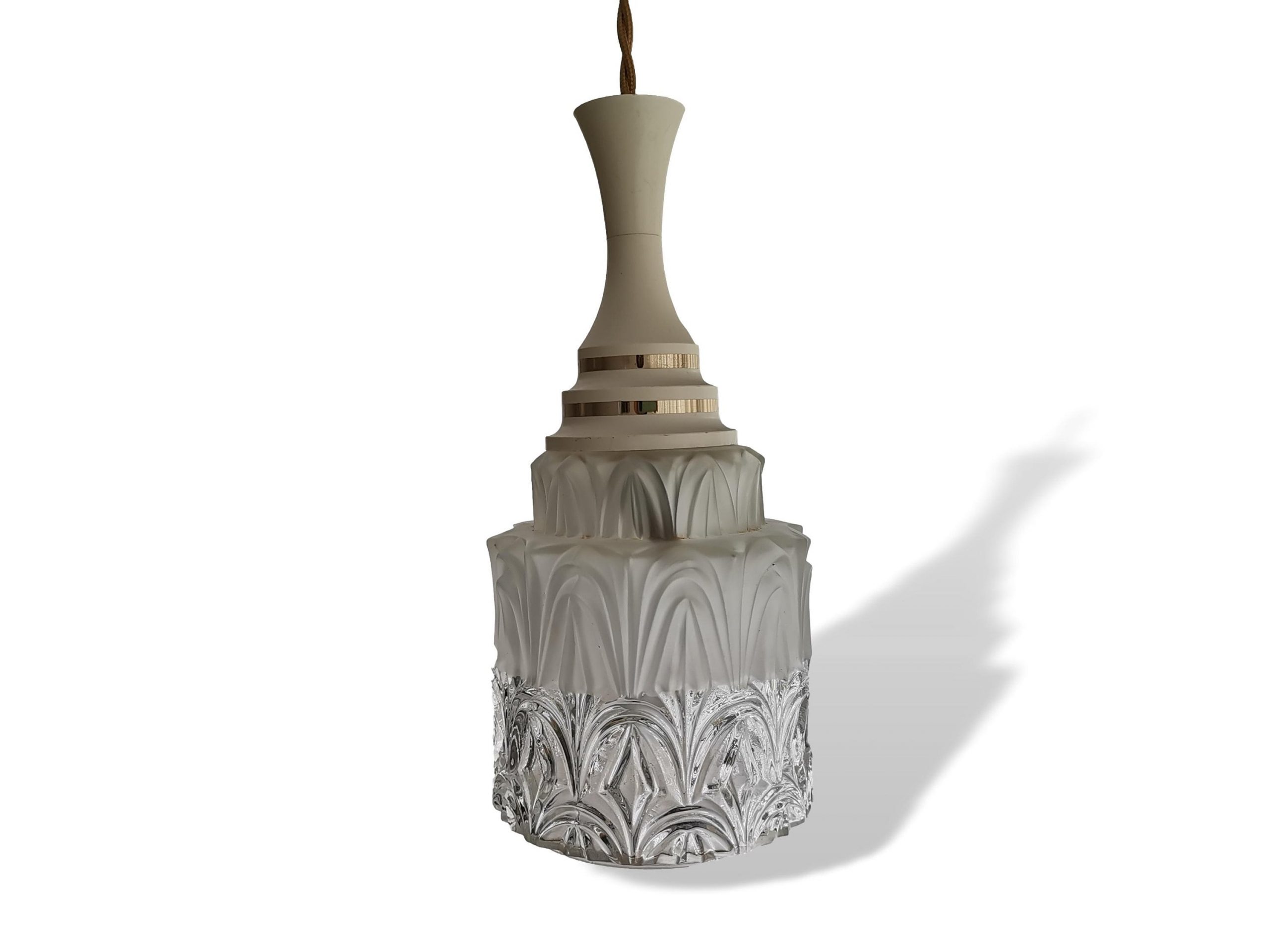 Small Art Deco glass hanging lamp 1950s