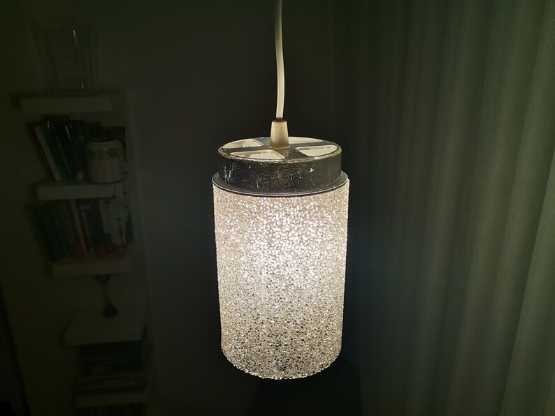German mid century minimalist lucite resin hangimg lamp