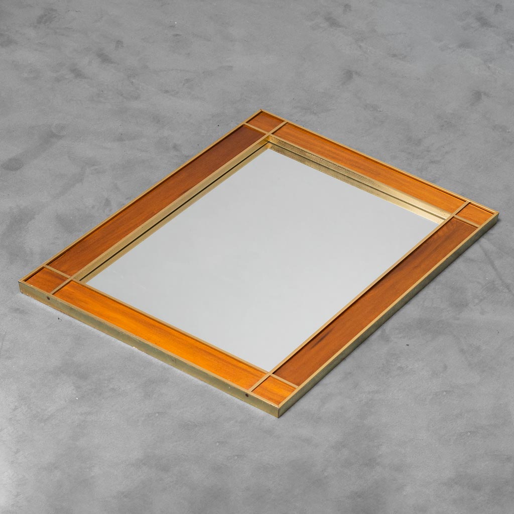 Wall Mirror Wood Metal 70s Vintage Modern