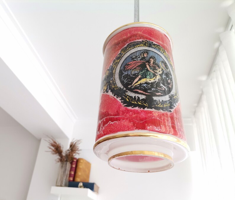 Hand painted glass victorian ceiling lamp hanging light fixture