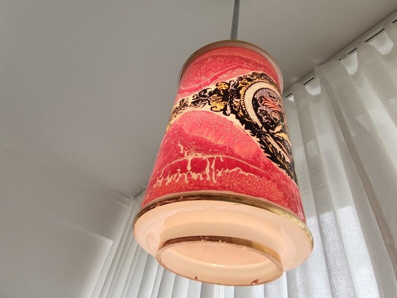 Hand painted glass victorian ceiling lamp hanging light fixture