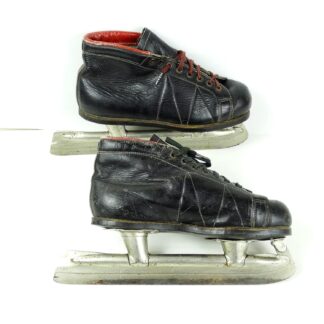 Vintage 1950s black leather ice skates Soviet USSR Russian
