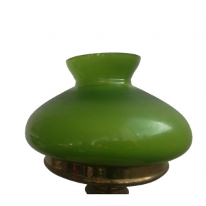 Vintage Hurricane library lamp in marble and green oplaine glass