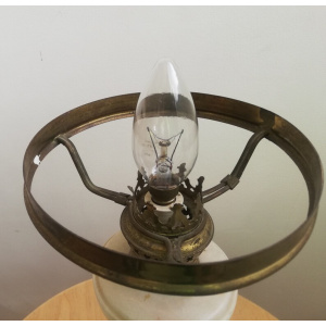 Vintage Hurricane library lamp in marble and green oplaine glass