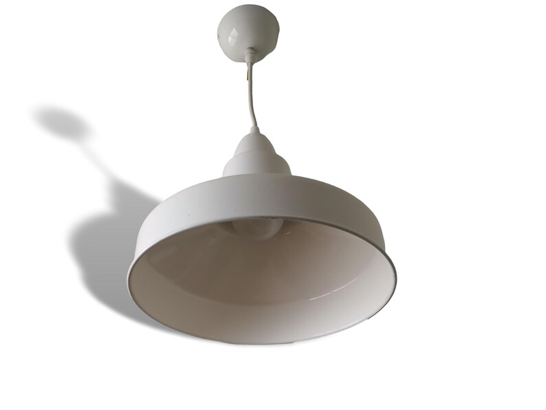 White industrial hanging metal lamp Scandinavian light fixture