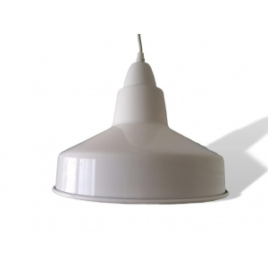White industrial hanging metal lamp Scandinavian light fixture