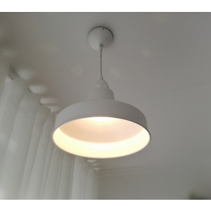 White industrial hanging metal lamp Scandinavian light fixture