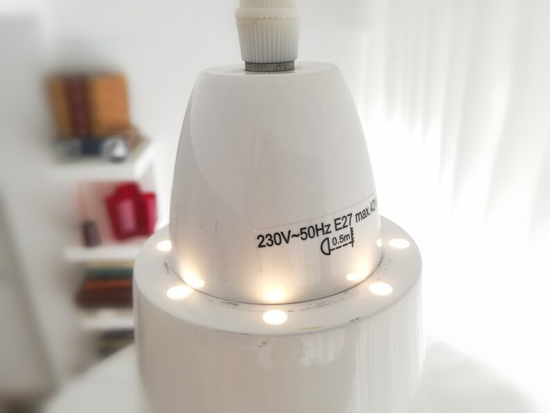 White industrial hanging metal lamp Scandinavian light fixture