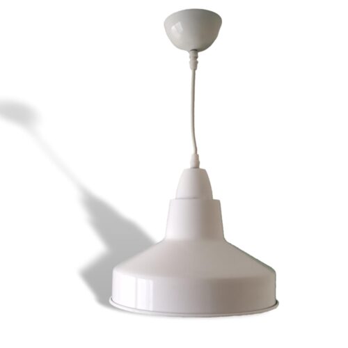 White industrial hanging metal lamp Scandinavian light fixture