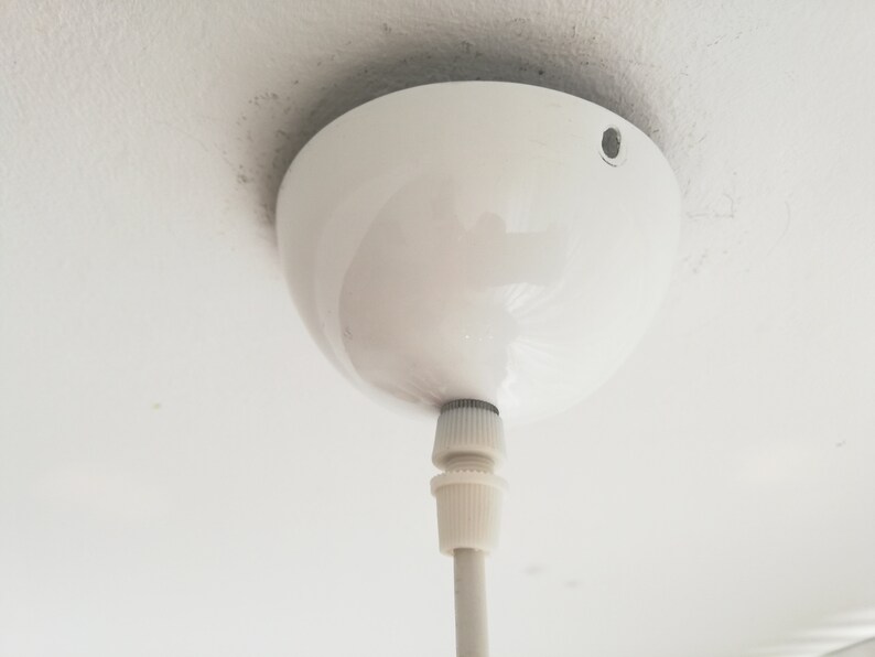 White industrial hanging metal lamp Scandinavian light fixture