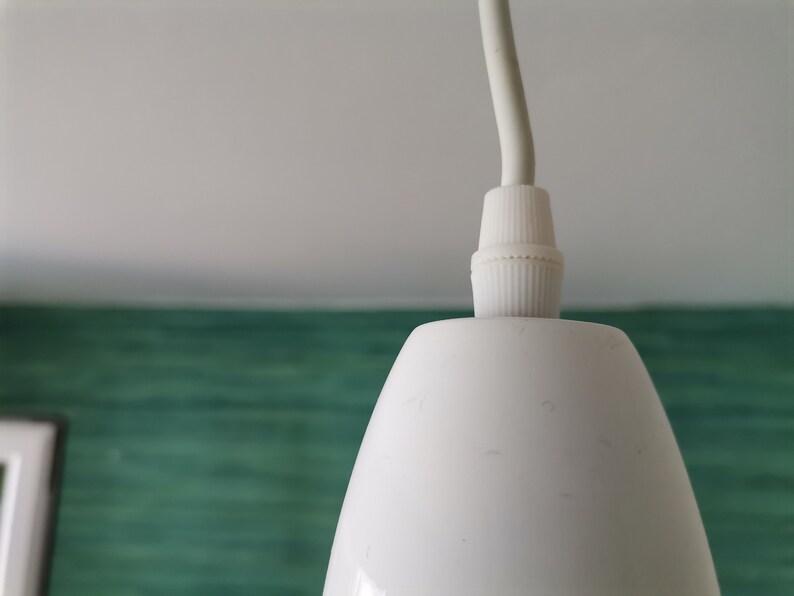 White industrial hanging metal lamp Scandinavian light fixture