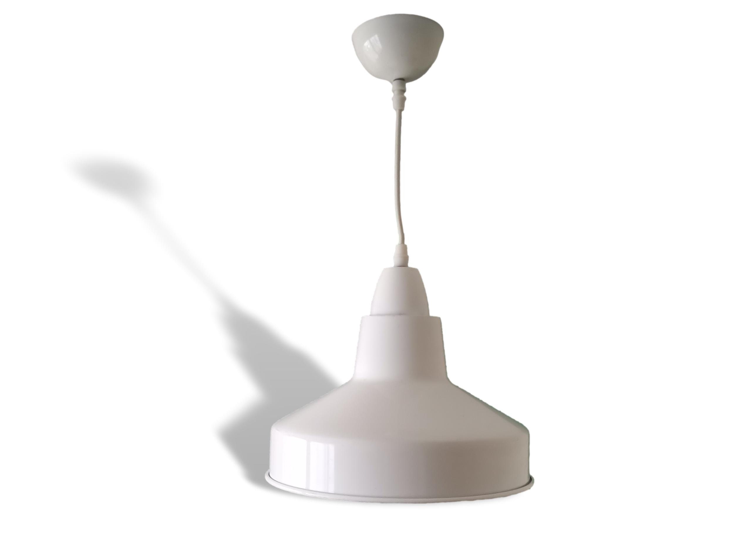 White industrial hanging metal lamp Scandinavian light fixture