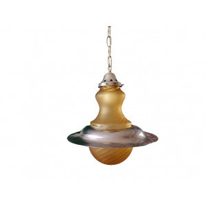 Yellow glass vintage hanging lamp UFO ceiling fixture Space Age Atomic 60s light