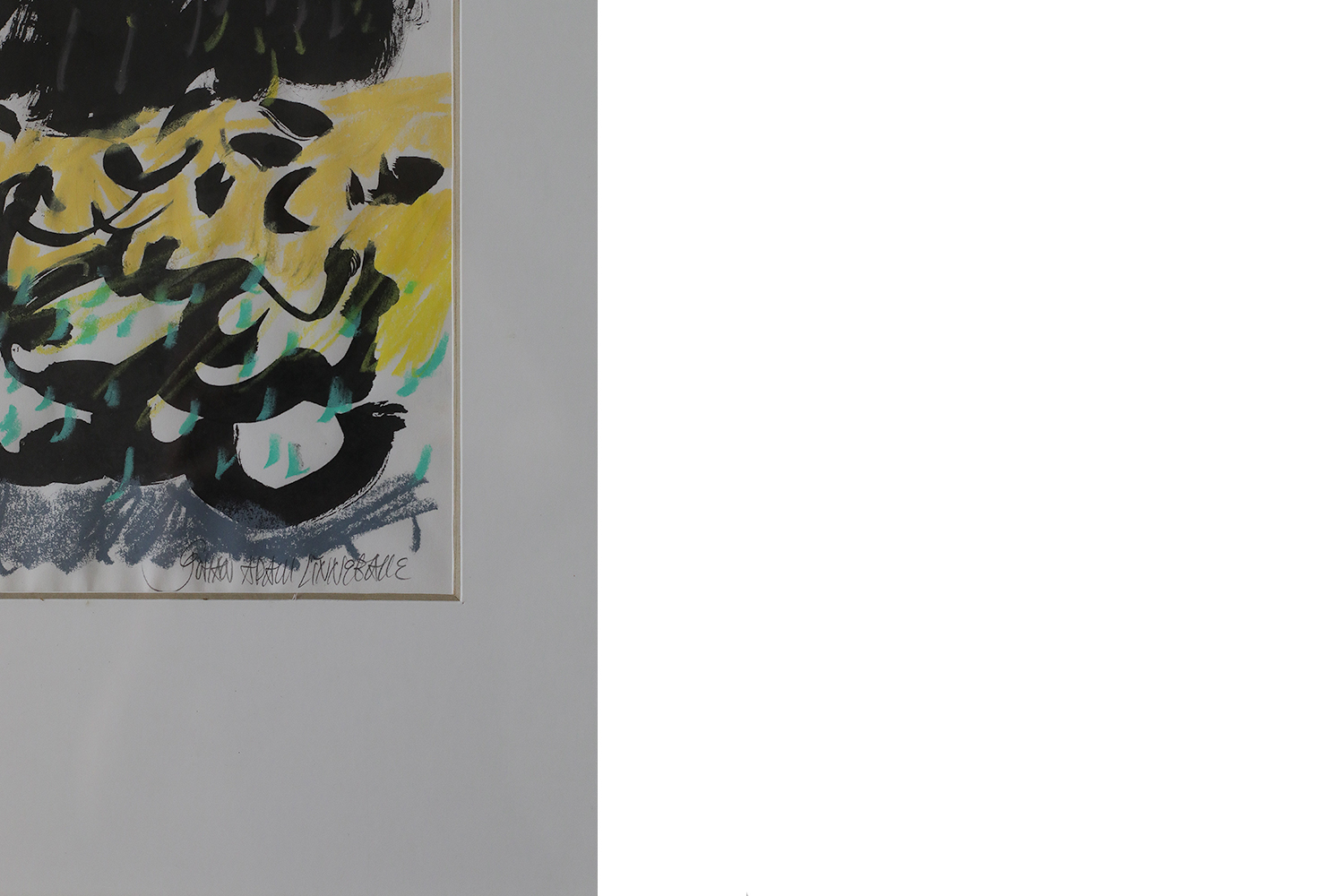 Johan Adam Linneballe, Sommer I haven III, Mixed Media on Paper, 1993, Framed
