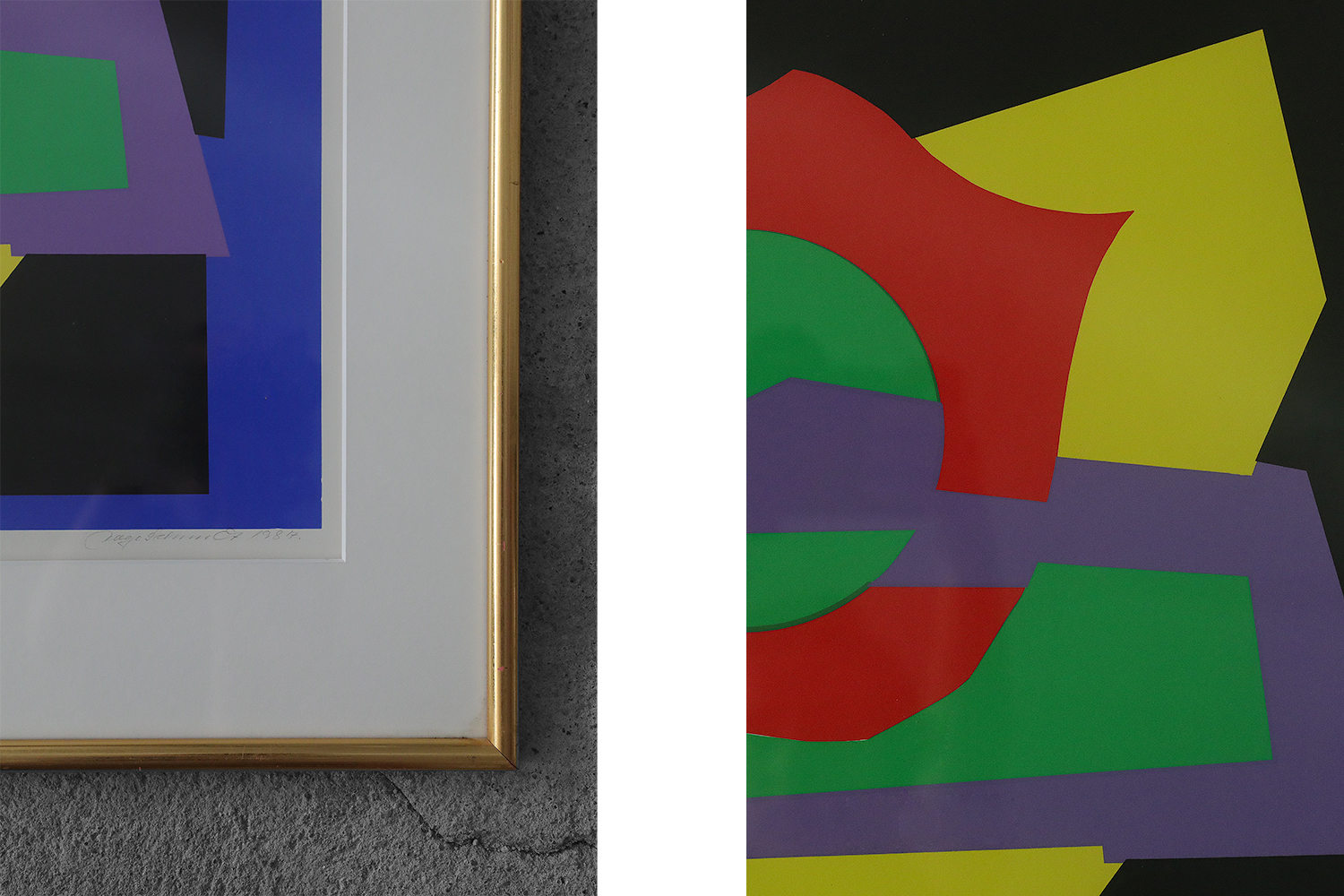 Aage Schmidt, Komposition, Color Lithography, 1987, Framed