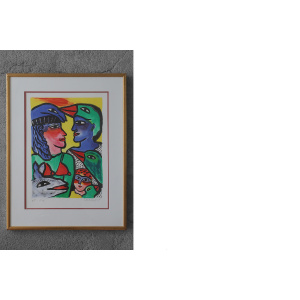 Ulrika Hydman Vallien, Composition of Figures, Color Lithography, 1999, Framed