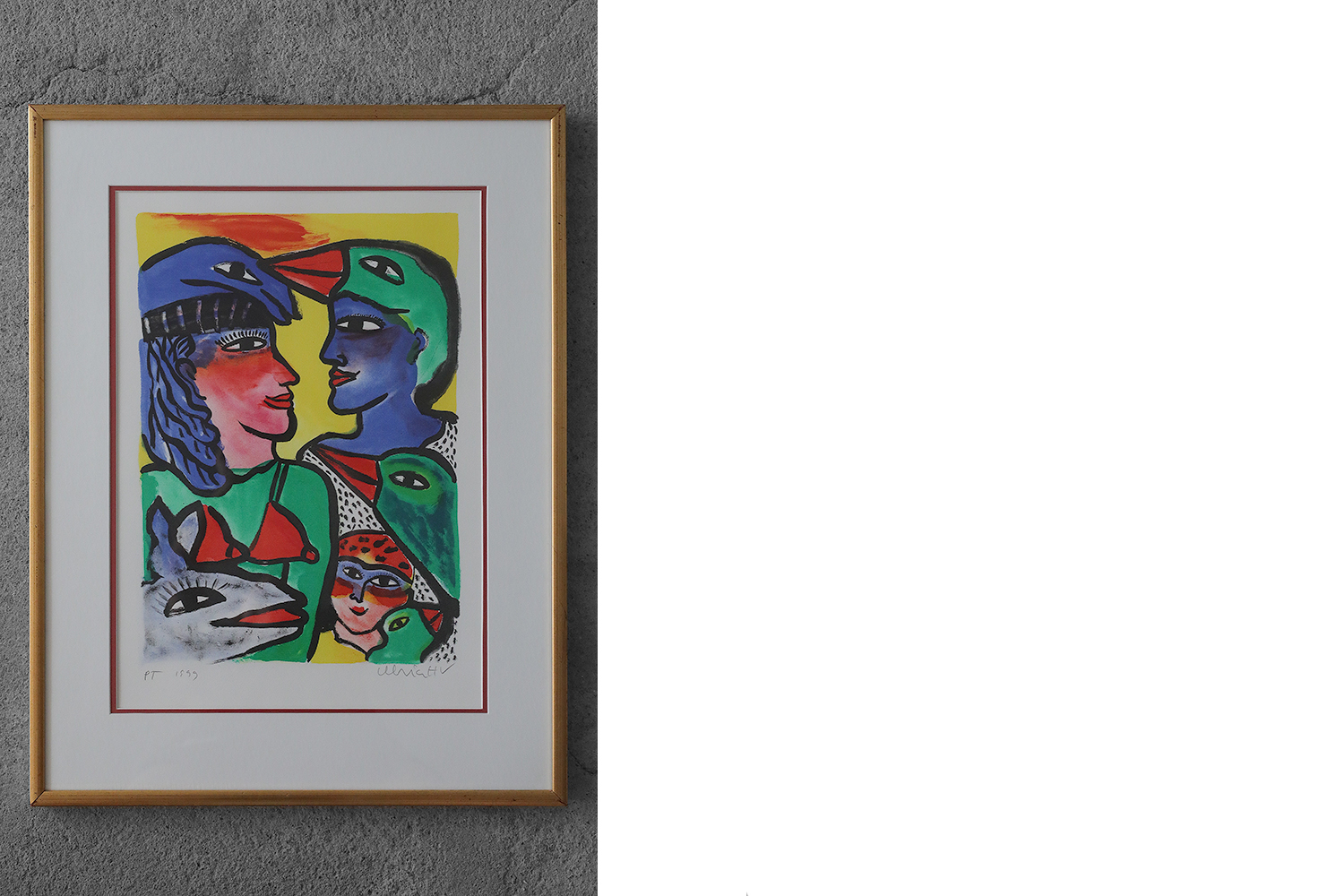 Ulrika Hydman Vallien, Composition of Figures, Color Lithography, 1999, Framed