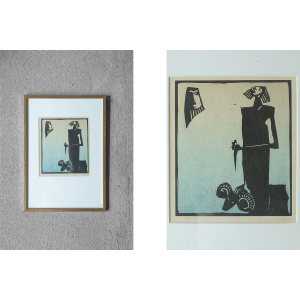 Åke Holm, Biblical Theme, Linocut, 1970s, Framed
