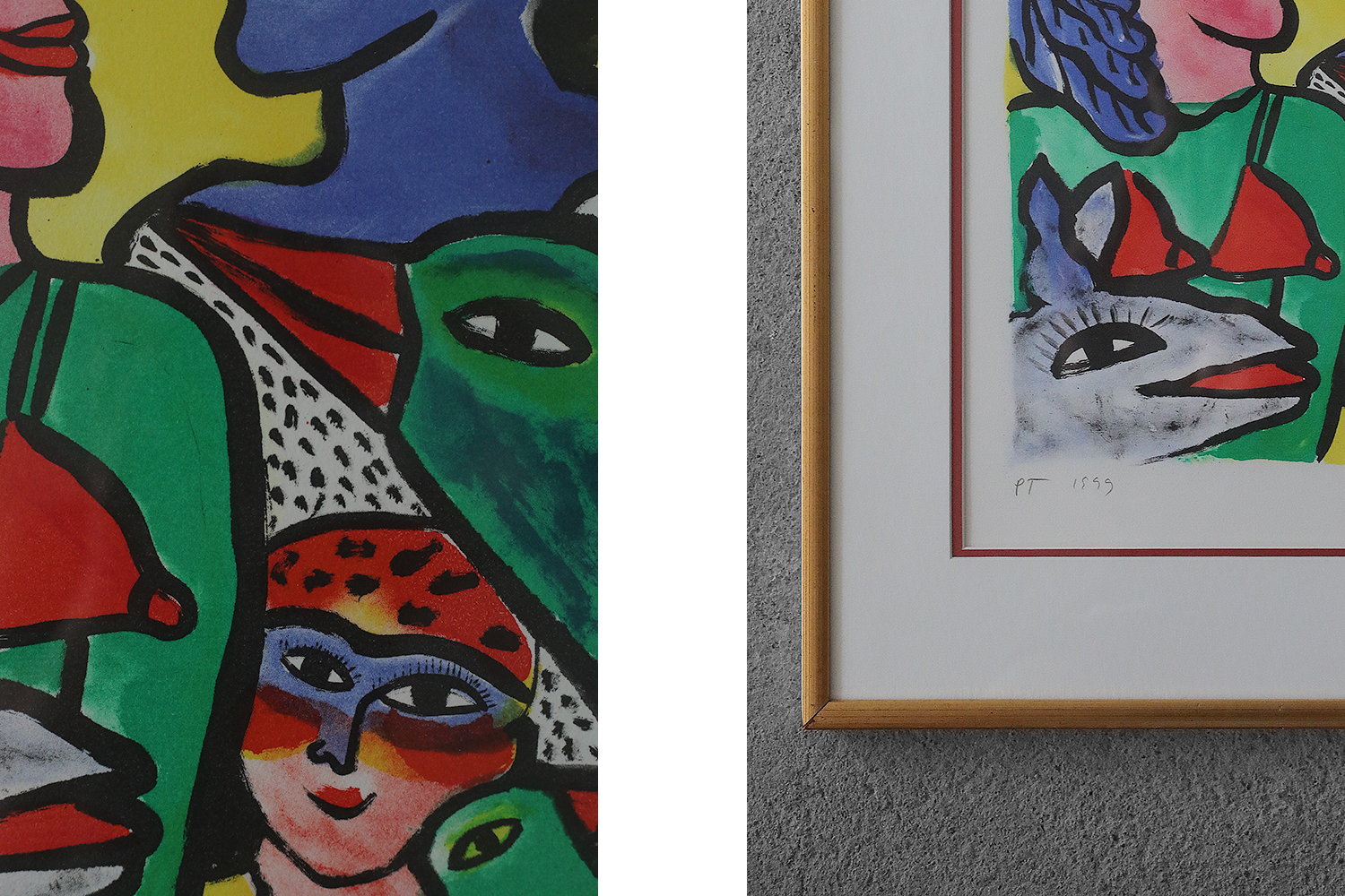 Ulrika Hydman Vallien, Composition of Figures, Color Lithography, 1999, Framed