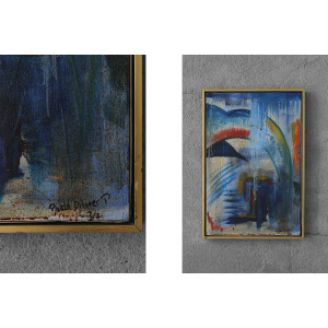 Roald Ditmer, Abstract Composition, Oil on Canvas Diptych, 1980s, Framed, Set of 2