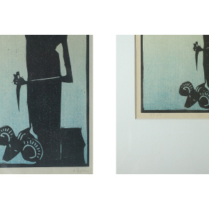 Åke Holm, Biblical Theme, Linocut, 1970s, Framed