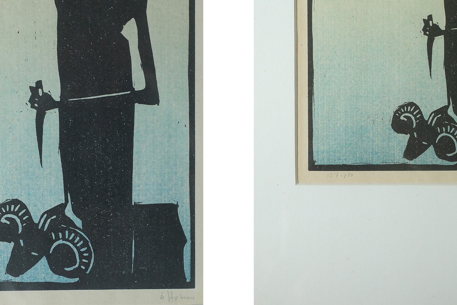 Åke Holm, Biblical Theme, Linocut, 1970s, Framed