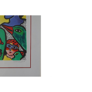 Ulrika Hydman Vallien, Composition of Figures, Color Lithography, 1999, Framed
