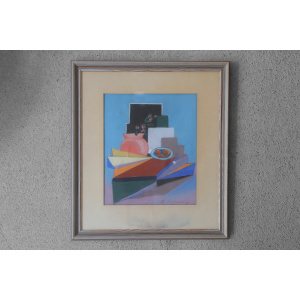 Author Unknown, Composition, Pastel, 1951, Framed, 1951, Pastel