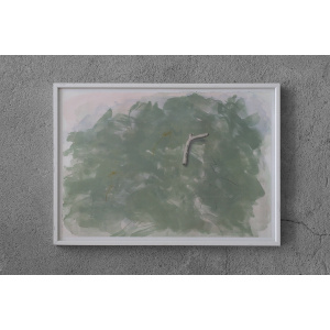 Lennart Aschenbrenner, Composition with Stick, Color Lithograph, 1986, Framed