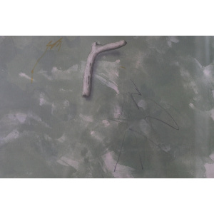 Lennart Aschenbrenner, Composition with Stick, Color Lithograph, 1986, Framed