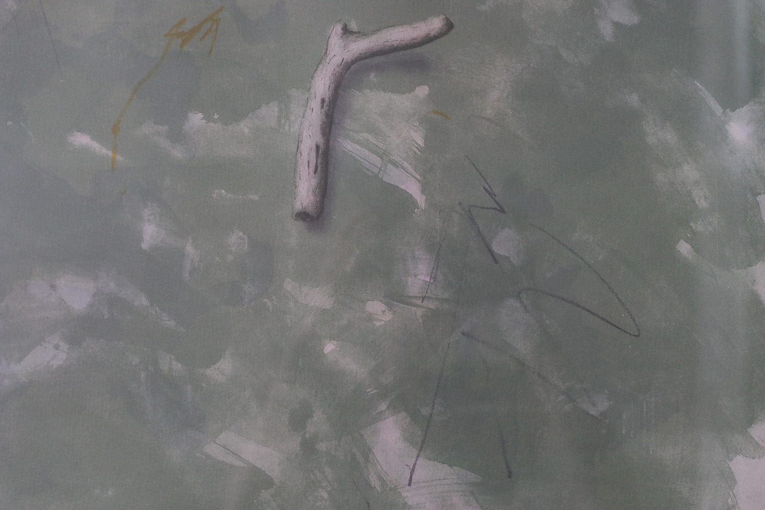 Lennart Aschenbrenner, Composition with Stick, Color Lithograph, 1986, Framed