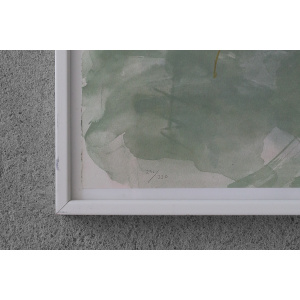 Lennart Aschenbrenner, Composition with Stick, Color Lithograph, 1986, Framed