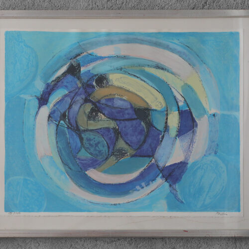 Gustav Bolin, Composition, Color Lithograph, 1970s, Framed