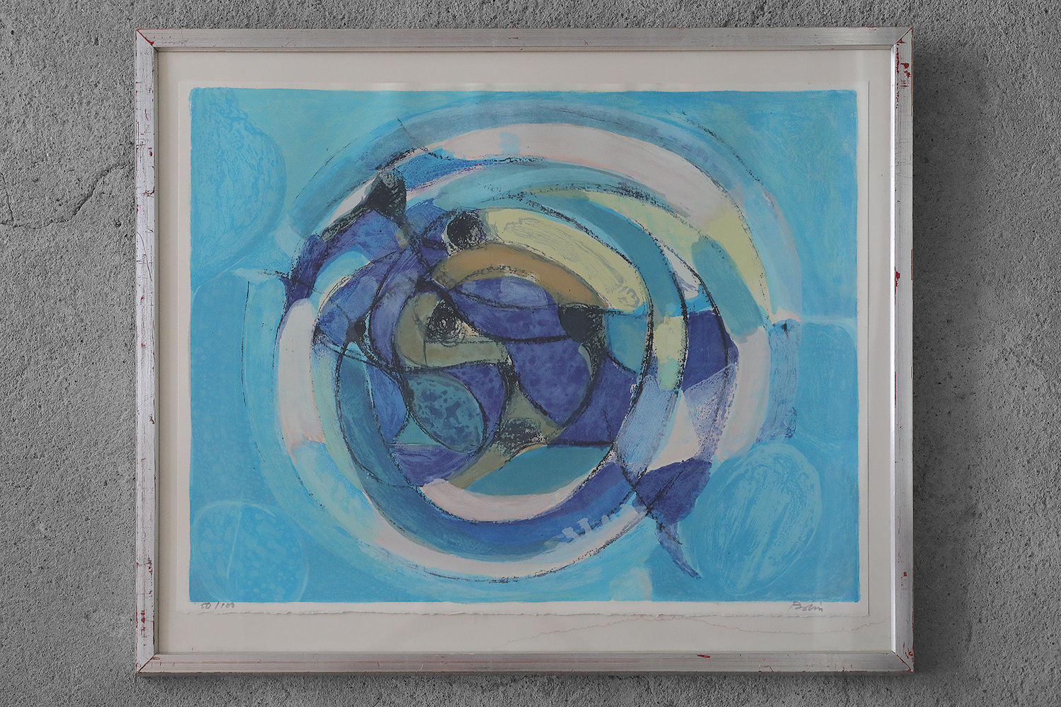 Gustav Bolin, Composition, Color Lithograph, 1970s, Framed
