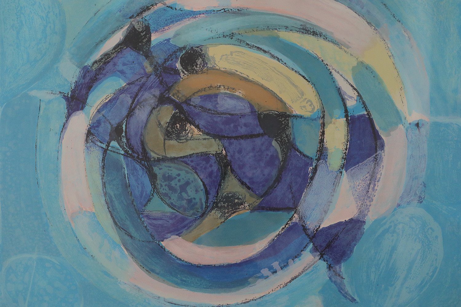 Gustav Bolin, Composition, Color Lithograph, 1970s, Framed