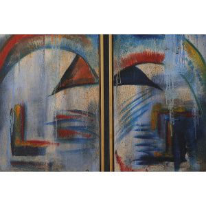 Roald Ditmer, Abstract Composition, Oil on Canvas Diptych, 1980s, Framed, Set of 2