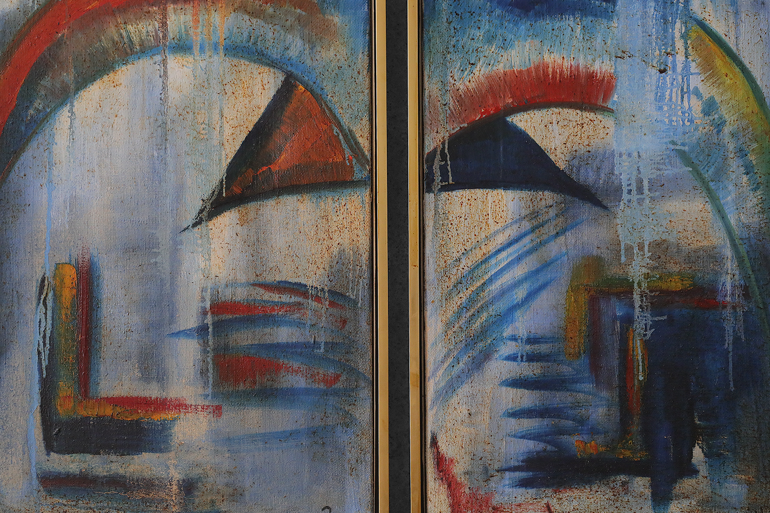 Roald Ditmer, Abstract Composition, Oil on Canvas Diptych, 1980s, Framed, Set of 2