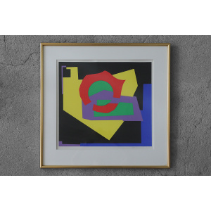 Aage Schmidt, Komposition, Color Lithography, 1987, Framed