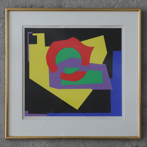Aage Schmidt, Komposition, Color Lithography, 1987, Framed