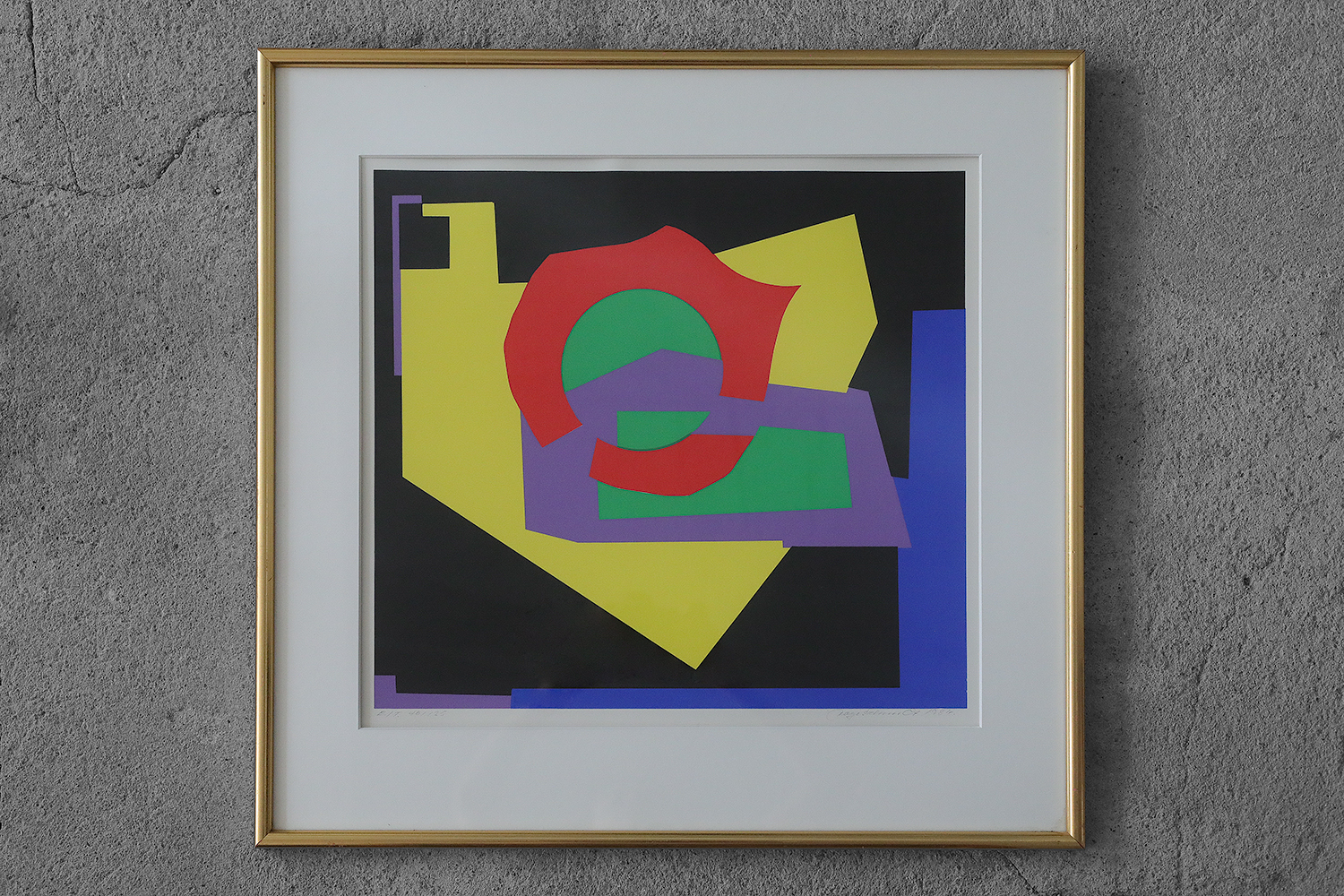 Aage Schmidt, Komposition, Color Lithography, 1987, Framed