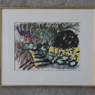 Johan Adam Linneballe, Sommer I haven III, Mixed Media on Paper, 1993, Framed