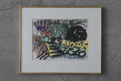 Johan Adam Linneballe, Sommer I haven III, Mixed Media on Paper, 1993, Framed