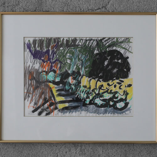 Johan Adam Linneballe, Sommer I haven III, Mixed Media on Paper, 1993, Framed