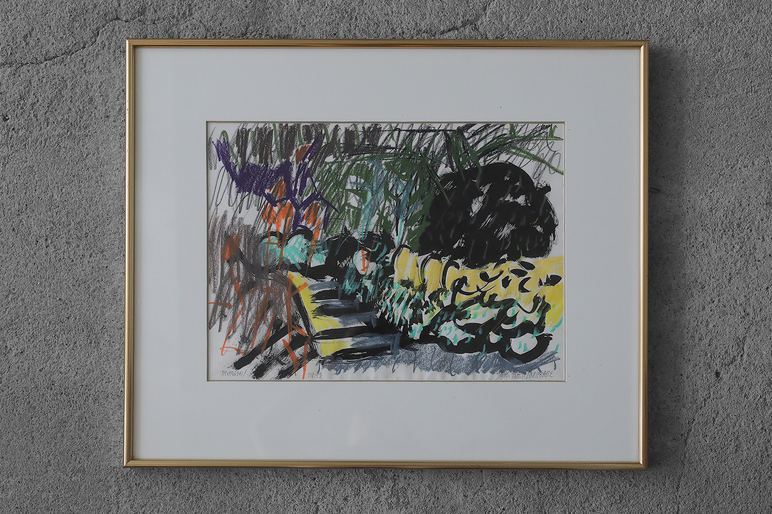 Johan Adam Linneballe, Sommer I haven III, Mixed Media on Paper, 1993, Framed