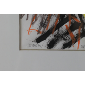 Johan Adam Linneballe, Sommer I haven III, Mixed Media on Paper, 1993, Framed